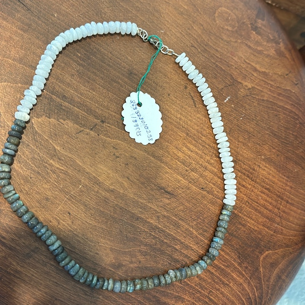 197 carats of moonstone and laborite necklace!!  Excellent!